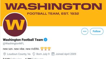 Imagen temporal del equipo de Washington en Twitter.