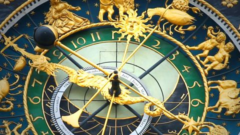 Reloj astronómico con los 12 signos.