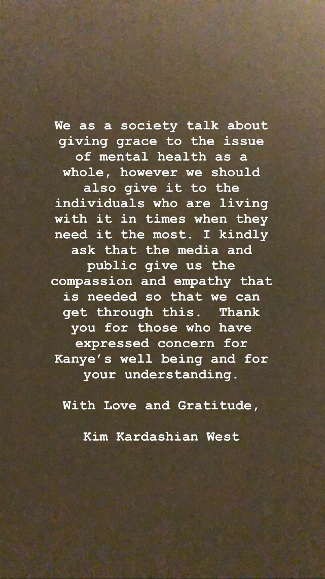 Comunicado de Kim Kardashian sobre la salud mental de Kanye West