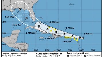 Pronóstico de trayectoria de la tormenta tropical Laura.