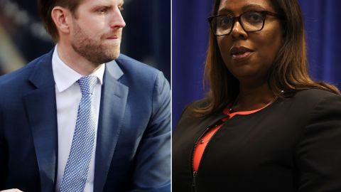Eric Trump y la fiscal general de Nueva York, Letitia James.