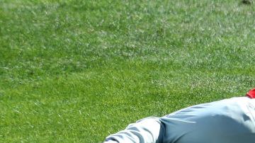 José Álvarez, retorciéndose del dolor.