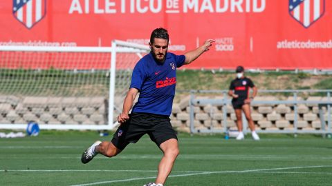 El entrenamiento del Atlético e Madrid previo al anuncio.