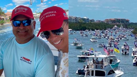 Carlos Gavidia junto a su esposa en la caravana.