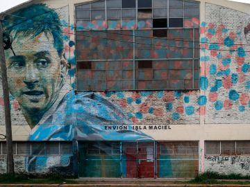 Mural de Leo Messi en las calles de Argentina.