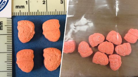 Píldoras de éxtasis con la forma de Donald Trump.