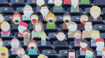 Las tribunas del estadio de los Broncos de Denver con personajes de South Park.