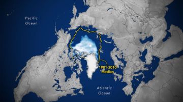 El hielo marino continúa reduciendo su área en el Ártico.