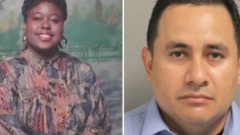 La víctima Pamela Turner y el oficial de Baytown Juan Delacruz.