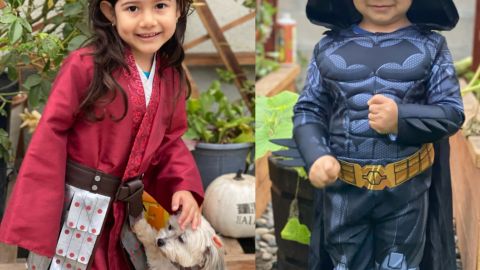 Marleen Sánchez,5, y su hermano Mark Sánchez, 2, listos para este Halloween. (Suministrada)