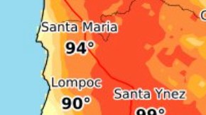Pronóstico de la ola de calor emitido por la oficina de Los Ángeles del Servicio Nacional de Meteorología.