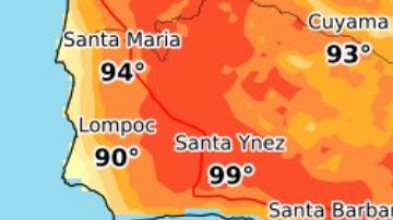 Pronóstico de la ola de calor emitido por la oficina de Los Ángeles del Servicio Nacional de Meteorología.