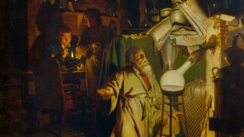 El alquimista descubriendo el fósforo es un cuadro del pintor inglés Joseph Wright.