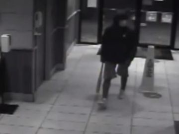 En las imágenes se puede observar al ladrón romper la puerta de entrada.