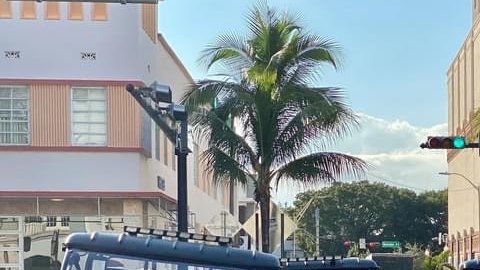 Varios efectivos de la policía de Miami Beach se desplazaron hasta el lugar donde arrestaron a los dos sospechosos.