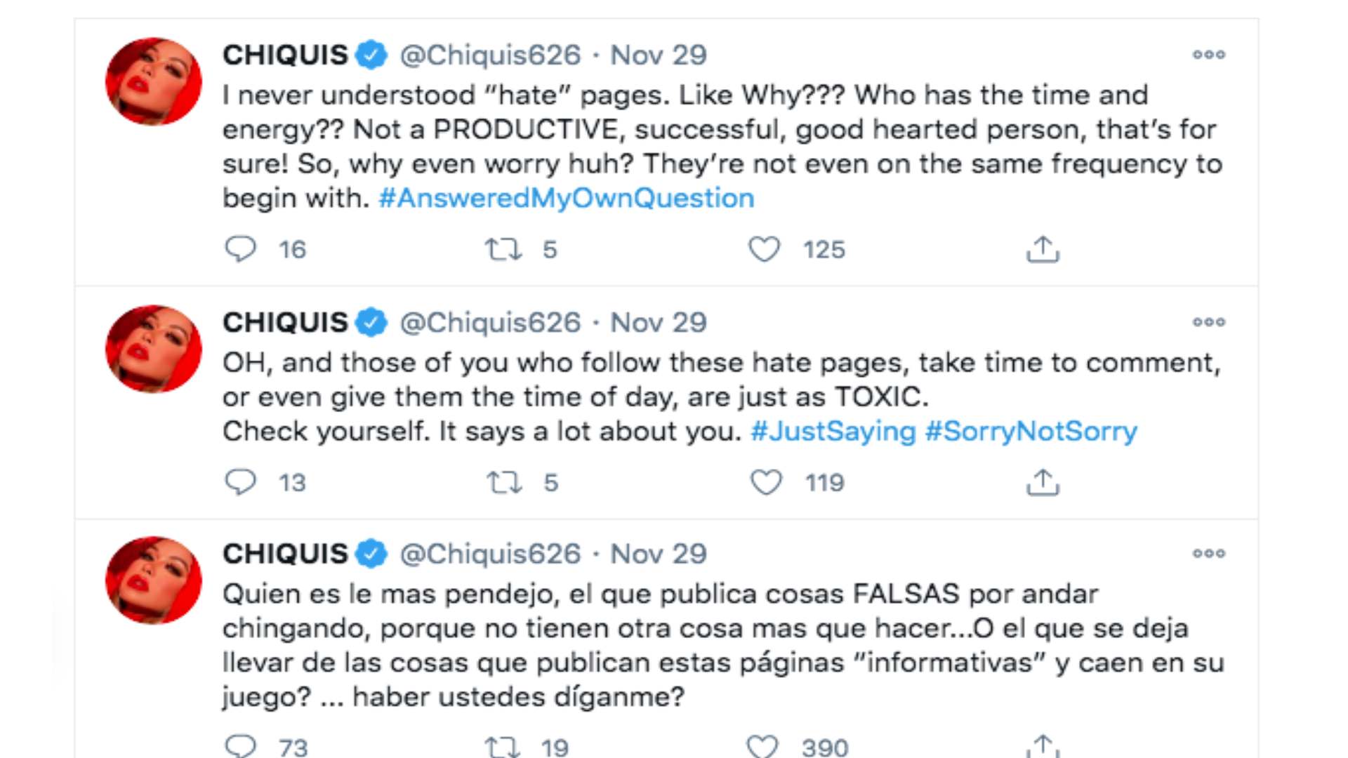 Tweets de Chiquis Rivera