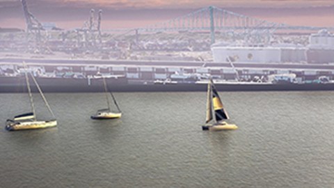 Maqueta aprobada del proyecto Wilmington Waterfront Promenade Project.