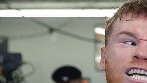 "Canelo" durante un entrenamiento público en 2019.
