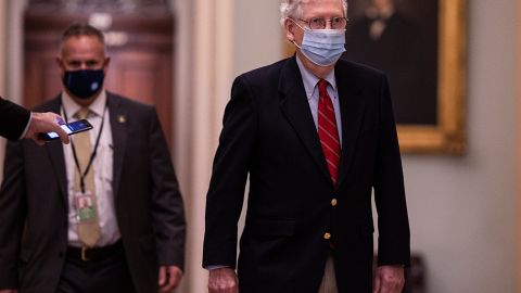 Mitch McConnell, el líder de la mayoría republicana en el Senado, anunció el acuerdo de estímulo el pasado domingo.