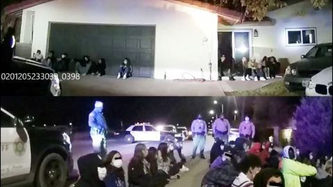 Imagen del lugar de la fiesta con varios de los asistentes arrestados.