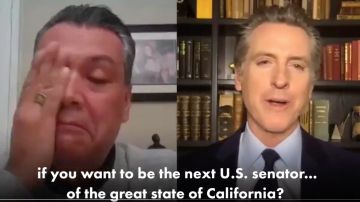 Captura del video publicado por Newsom cuando le pide a Padilla ser el próximo senador de California.