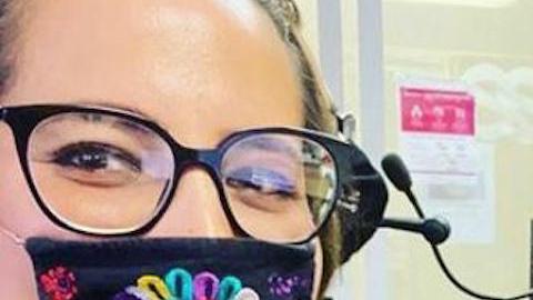 Nancy Moya en uno de sus trabajos en EEUU.