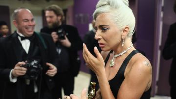 Lady Gaga en una foto en Hollywood cuando ganó su Oscar en 2019.