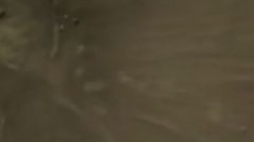 El robot Perseverance cuando estaba aterrizando en Marte, visto desde el cohete que ayudó en su descenso.