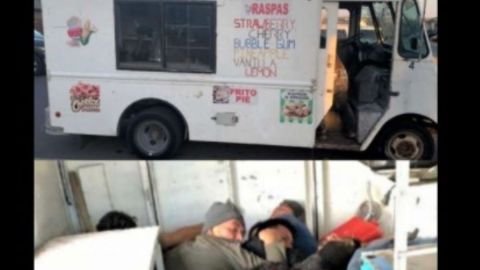 Los inmigrantes en el camión de raspas.