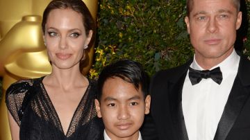 Angelina Jolie, Maddox Jolie-Pitt y Brad Pitt.