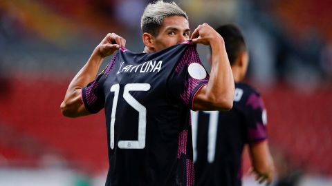 Uriel Antuna en festejo de gol durante el partido entre México y EE.UU.