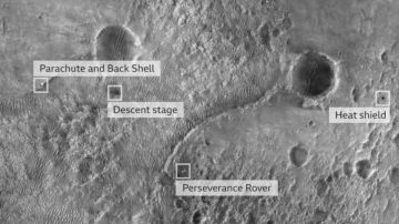 La primera imagen del robot Perseverance en la superficie de Marte.