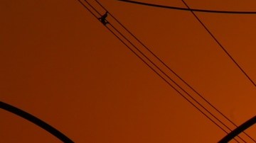 Torres de luz y puesta del sol