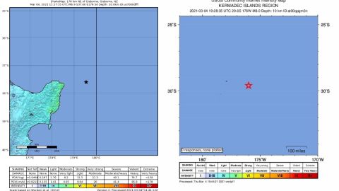 Mapa de terremotos Nueva Zelanda de USGS