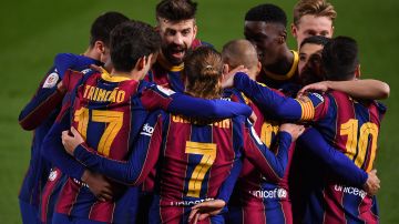 El Barcelona celebra su pase a la final de la Copa del Rey.