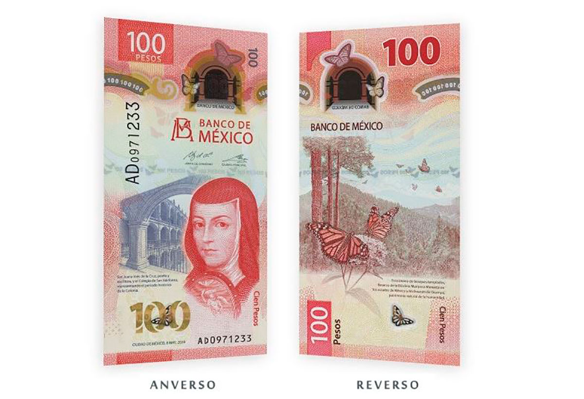 Billete mexicano de 100 pesos gana el premio “Billete bancario del año 2020”.