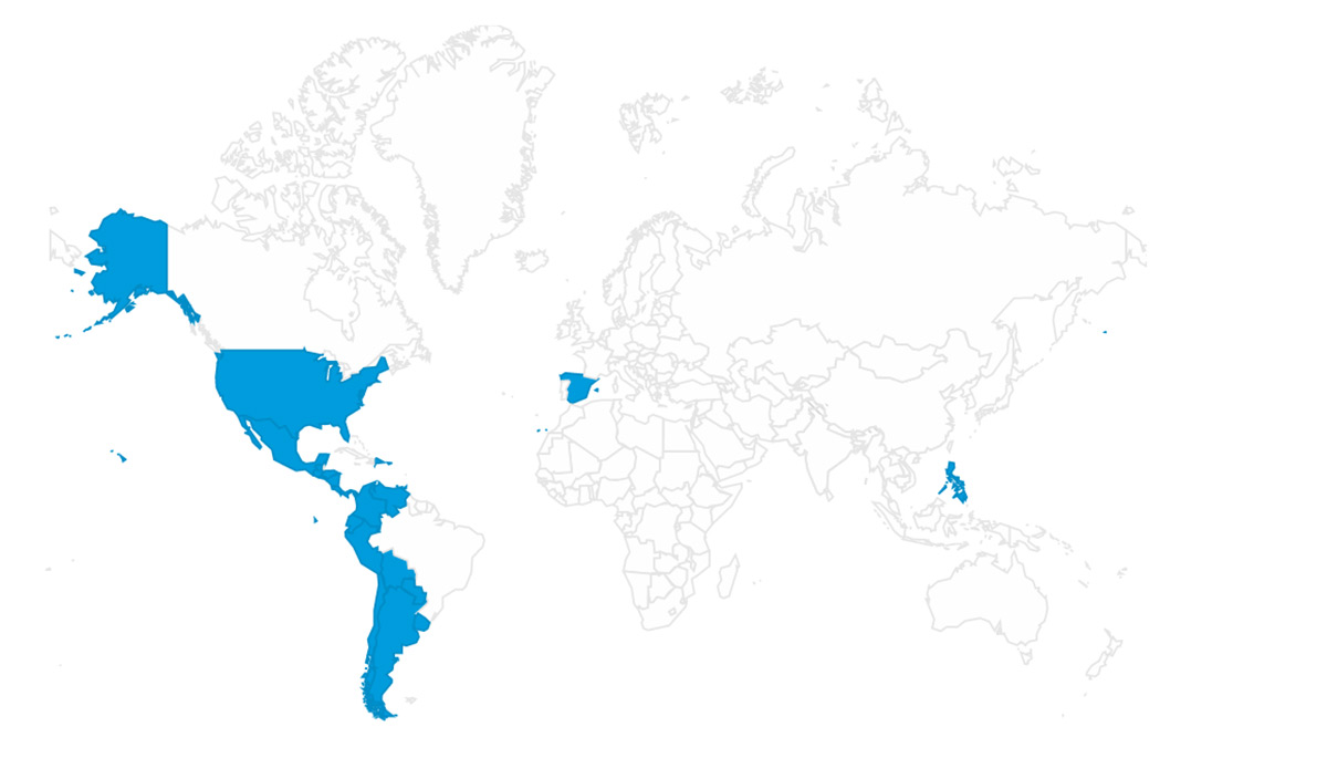 El doodle de hoy puede ser visto en España, Estados Unidos, México, Guatemala, Honduras, El Salvador, Nicaragua, Costa Rica, Panamá, Colombia, Venezuela, Ecuador, Perú, República Dominicana, Puerto Rico, Trinidad y Tobago, Bolivia, Paraguay, Chile, Argentina, Uruguay y Filipinas.