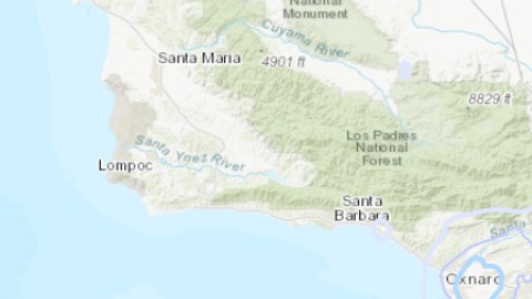 Mapa del Servicio de Geología de Estados Unidos sobre el temblor