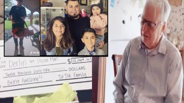 VIDEO: Familia latina reúne $12,000 dólares para trabajador de 89 años que reparte pizzas para pagar facturas