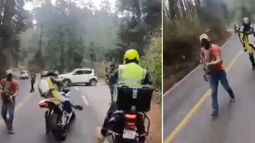 VIDEO: Narcos de La Familia Michoacana apuntan con armas y roban motocicletas a bikers