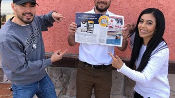 Diego Montemayor (izq.), creador de la aplicación Chamba, junto a  miembros del equipo Jesús Gutierrez y Corina Hierro. / foto: cortesía.