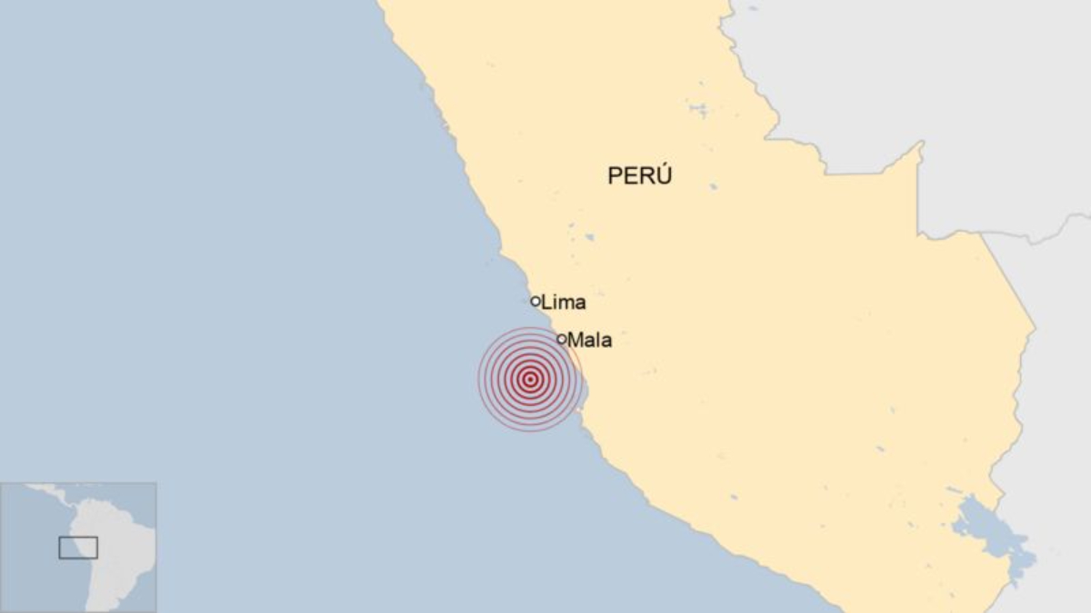 El sismo ocurrió cerca de la zona central de Perú.