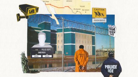  En su proyecto multimediático “Espacios de reclusión”, Cinthya Santos-Briones crea collages basados en los relatos de inmigrantes ex reclusos de Nueva Jersey. Cinthya dirige pequeños talleres donde los participantes describen —y en algunos casos dibujan— sus experiencias como reclusos de cárceles de condado o establecimientos privados de migración. (Todas las imágenes por cortesía de Cinthya Santos-Briones).