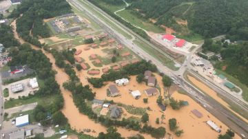 Vista aérea de las inundaciones en Waverly, Tennessee, el 21 de agosto.