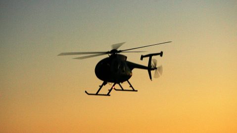 JACUMBA, CA - APRIL 8:  A Border Patrol helicopter flies along the border after sunset as the Minuteman Civil Defense Corps (MCDC) patrols the U.S.-Mexico border in search of illegal immigrants and drug smugglers April 8, 2006 near Jacumba, California. MCDC is conducting the patrols in all four U.S.-Mexico border states and in several places along the Canadian border throughout the month of April as Congress considers changes to immigration and border security laws. Late last week, a ?breakthrough? compromise Senate leaders announced in the overhaul of immigration law, that could have led to the passage of a bill that would give the nation's estimated 11 million-plus illegal immigrants a chance to obtain U.S. citizenship, fell apart before the start of the two-week Spring recess.  (Photo by David McNew/Getty Images)