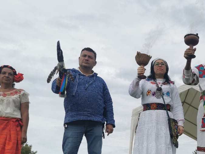 Una de las ceremonias del Consejo Nacional Mexicano de Pueblos Originarios y Comunidades Indígenas