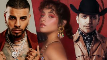 Rauw Alejandro, Camila Cabello y Christian Nodal en Premios Billboard 2021.