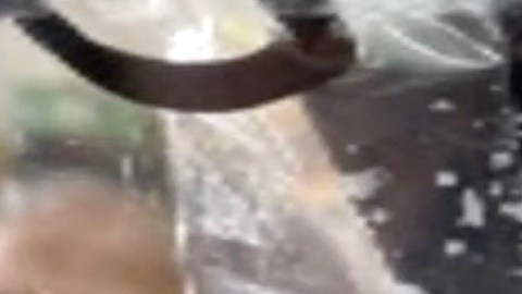 Fotografía de la mascarilla que se vendía en la gasolinera de Fort Lauderdale (Florida) con simbología nazi.