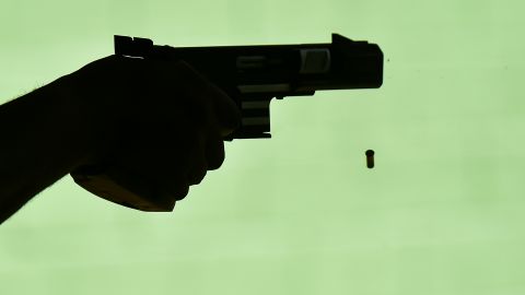 Cuba's Francisco Perez trains for the Men's Shooting 25m Rapid Fire Pistol competition, during the 2018 Central American and Caribbean Games (CAC), at the Club Hunting and Shooting in Barranquilla, Colombia, on July 22, 2018. (Photo by Luis ROBAYO / AFP) (Photo credit should read LUIS ROBAYO/AFP via Getty Images)