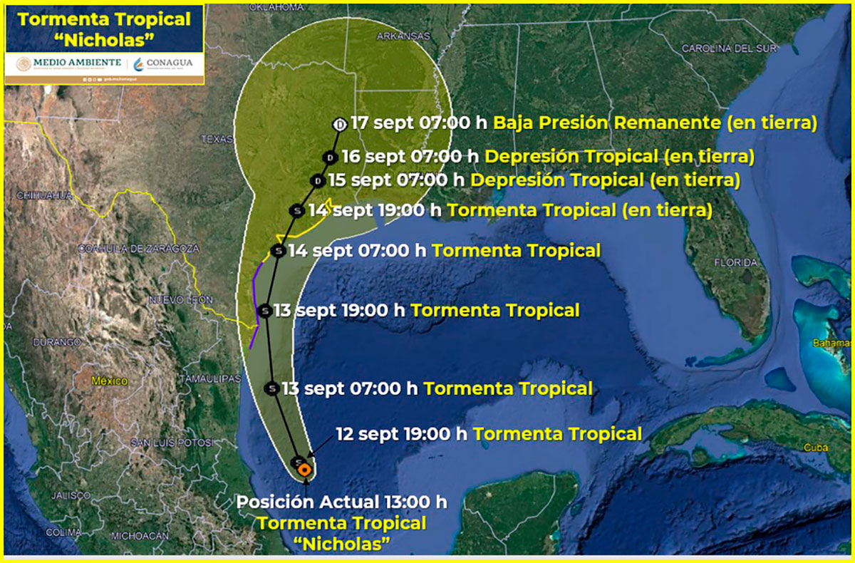 México alerta de formación de tormenta Nicholas en el Golfo que podría